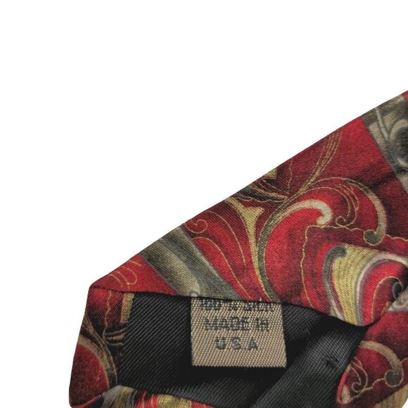 Cocktail Collection Red Gray Geometric Multicolor Novelty Silk Necktie - Picture 6 of 6